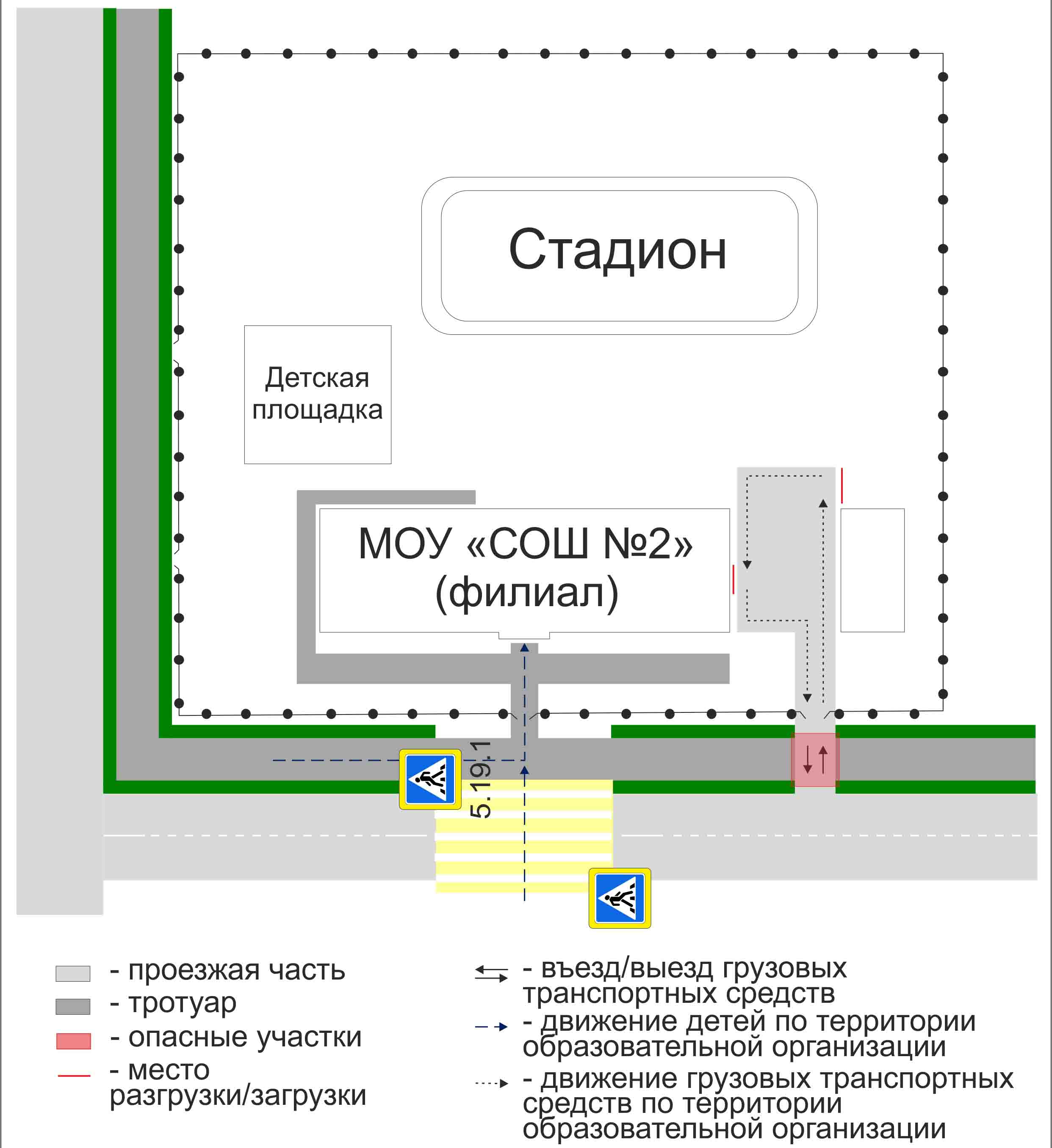 Пути движения транспортных средств к местам разгрузки/погрузки и рекомендуемые безопасные пути передвижения детей по территории образовательной организации Пути движения транспортных средств к местам разгрузки/погрузки и рекомендуемые безопасные пути передвижения детей по территории образовательной организации