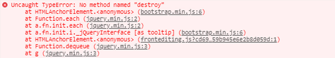 TypeError No method named destroy TypeError No method named destroy