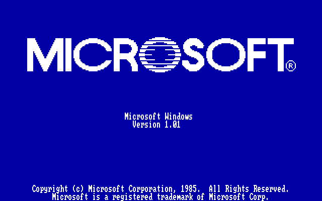 Windows 1.01 загрузочный экран (1985) Windows 1.01 загрузочный экран (1985)