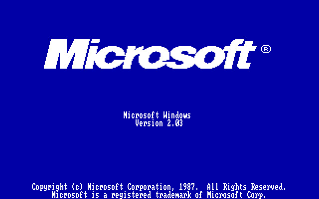 Windows 2.0 загрузочный экран (1987) Windows 2.0 загрузочный экран (1987)