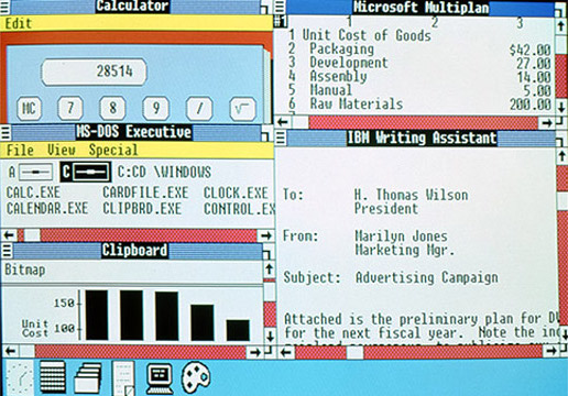 Windows 2.03 рабочий стол с приложениями (1987) Windows 2.03 рабочий стол с приложениями (1987)