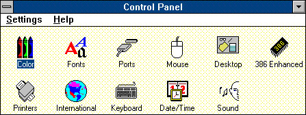 Windows 3.0 панель управления (1990) Windows 3.0 панель управления (1990)