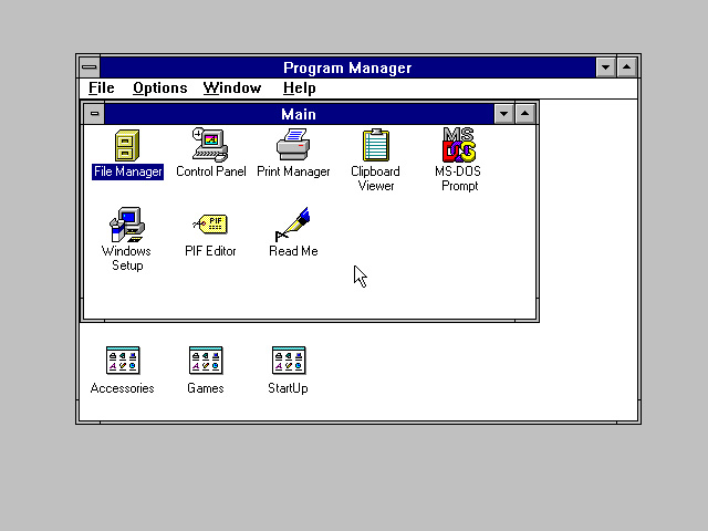 Windows 3.1 рабочий стол с приложениями (1992) Windows 3.1 рабочий стол с приложениями (1992)