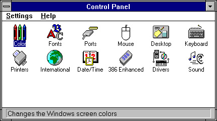Windows 3.1 панель управления (1992) Windows 3.1 панель управления (1992)
