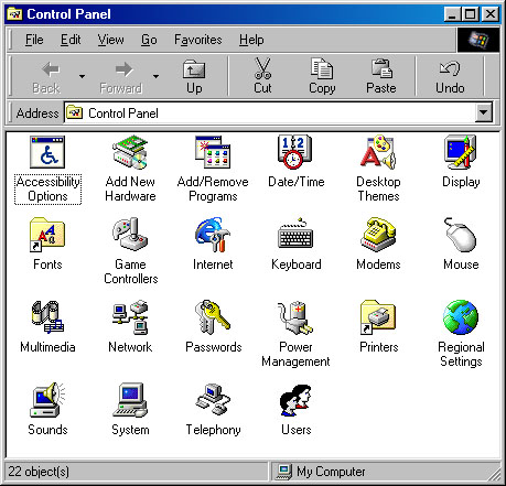 Windows 98 панель управления (1998) Windows 98 панель управления (1998)