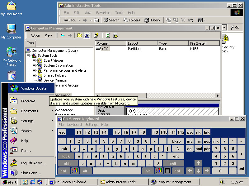 Windows 2000 рабочий стол с приложениями (2000) Windows 2000 рабочий стол с приложениями (2000)