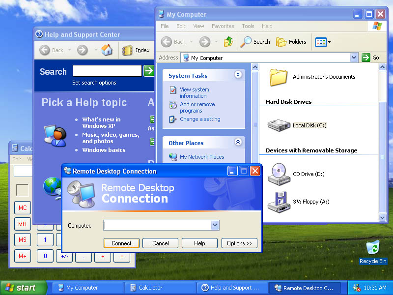 Windows XP рабочий стол с приложениями (2001) Windows XP рабочий стол с приложениями (2001)