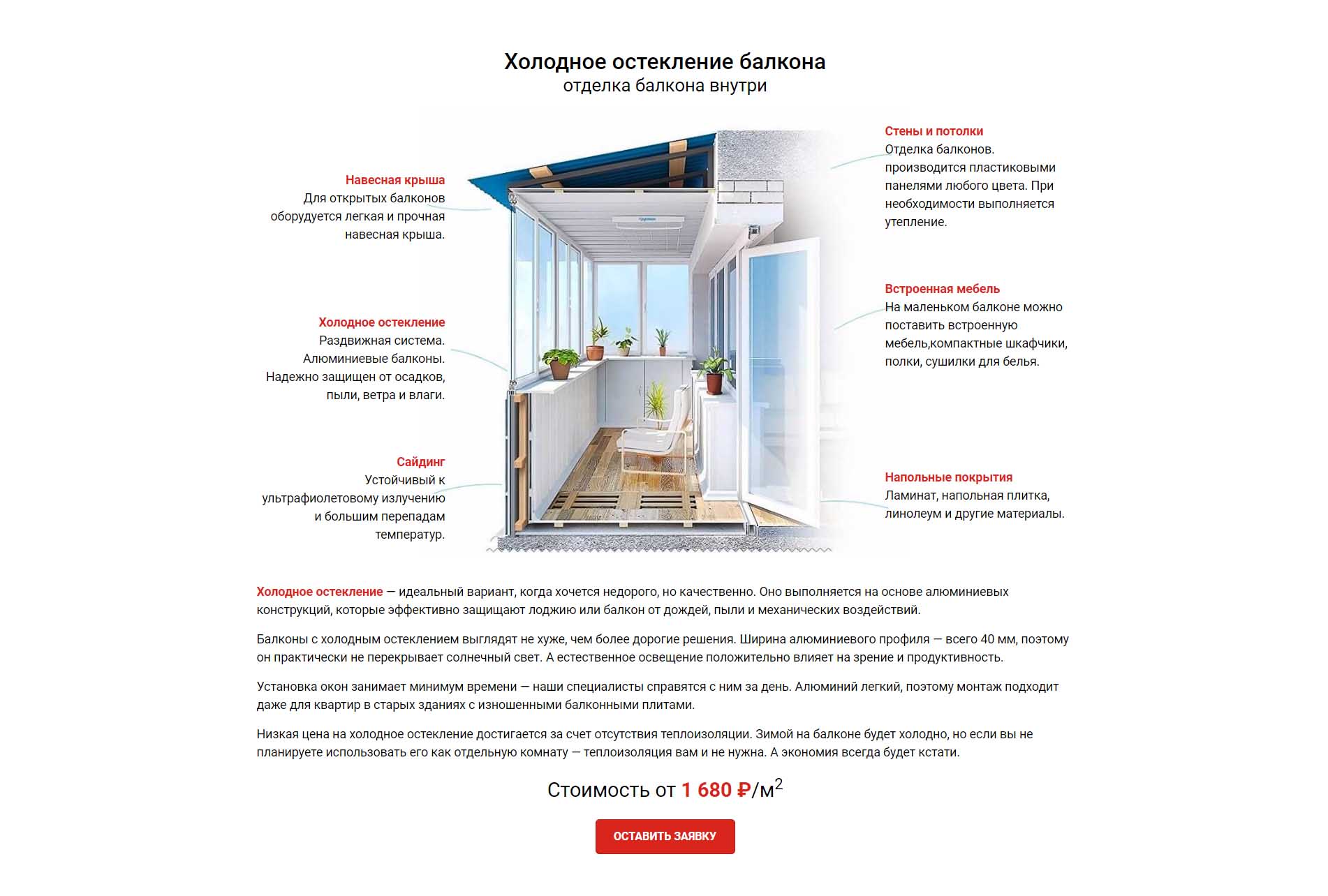 Холодное остекление балкона