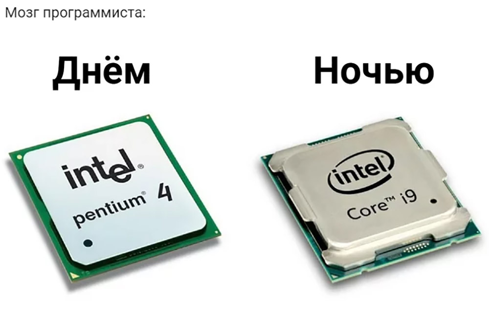 Мозг программиста днем и ночью