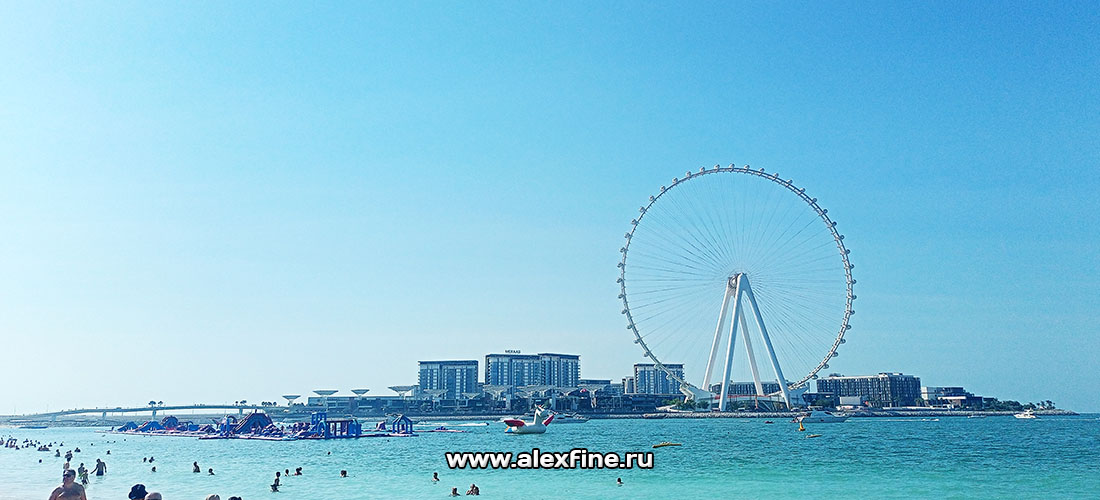 Пляж JBR Колесо обозрения Jumeirah Beach Residence Колесо обозрения