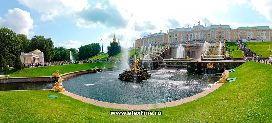 Петергоф панорама фонтанов Петергоф панорама фонтанов